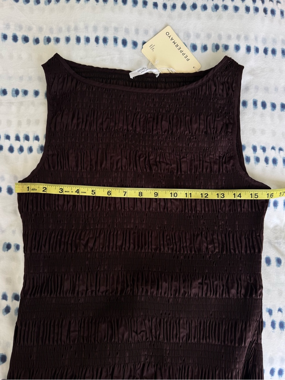Peppermayo Garden Kisses Shirred Mini Dress in Chocolate - Size 10 - Picture 14 of 15